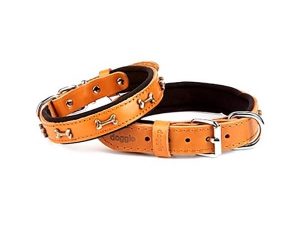 DOGGİE COMFORT LEATHER BONE FANCY DOG NECK COLLAR CAMEL 2X30-35CM SBT2062SCAMEL