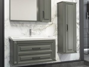 AQUANİL MOSKOVA 100 CM BATHROOM CABINET MIRRORED TOP CABINET ANTHRACITE