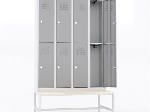 USTA STEEL WARDROBE WITH METAL BENCH SEAT NARROW TYPE 8 HALF DOOR U-S08-BNK