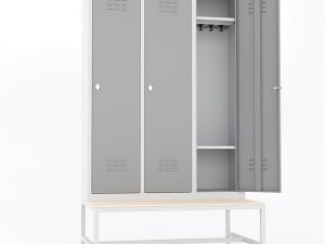 USTA STEEL WARDROBE WITH METAL BENCH SEAT 3 DOORS U-S03-BNK
