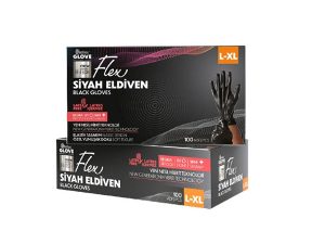 REFLEX FLEX POWDER FREE GLOVES BLACK L-XL SIZE NEW GENERATION HYBRID TECHNOLOGY 100 PACK
