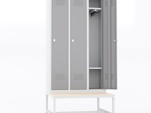 USTA STEEL WARDROBE WITH METAL BENCH SEAT NARROW TYPE 3 DOORS U-D03-BNK