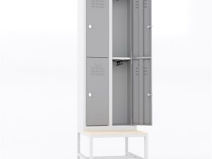 USTA STEEL WARDROBE WITH METAL BENCH SEAT NARROW TYPE 4 HALF DOORS U-D044-BNK | USTA ÇELİK GARDIROP METAL BANKLI DAR TİP 4 YARIM KAPILI U-D044-BNK