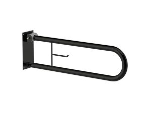 MAXİFLOW ARTICULATED MOVABLE WC GRAB BAR WITH PAPER HOLDER BLACK Ø32 28811 | MAXİFLOW MAFSALLI HAREKETLİ WC TUTMA BAR KAĞIT TUTUCULU SİYAH Ø32 28811