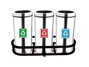 MAXİFLOW RECYCLING WASTE BIN WITH HOOP LID 3 PCS SS430 18253