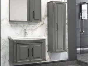 AQUANİL MILANO 80 CM BATHROOM CABINET MIRRORED TOP CABINET ANTHRACITE | AQUANİL MILANO 80 CM BANYO DOLABI AYNALI ÜST DOLAP ANTRASİT