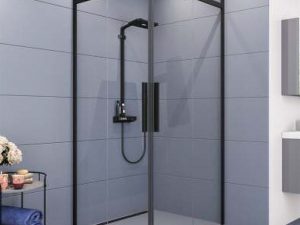 AQUANİL CLASE 6MM SQUARE BLACK ANODIZED TRANSPARENT GLASS SHOWER CABIN 90X90CM