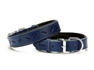 DOGGİE COMFORT LEATHER BONE PATTERN DOG NECK COLLAR BLUE 3X42-50CM SBT3035MROYALBLUE