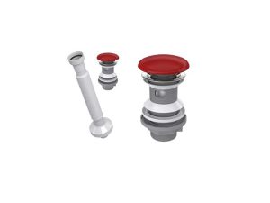ELİXİR POP UP SIPHON CERAMIC HEAD RED AND BELLOWS DRAIN PIPE WITH OVERFLOW HOLE