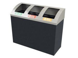 MAXİFLOW 3 COMPARTMENT PAINTED RECYCLING WASTE BIN OVAL LID 32554