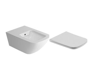 NEWARC LIFE RIMLESS DUCTLESS WALL HUNG TOILET + DUROPLAST COVER